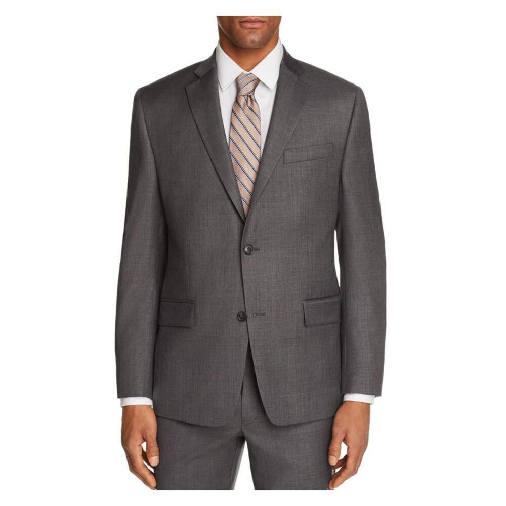 MICHAEL KORS Mens Sharkskin Gray Single Breasted, Classic Wool Blend Blazer 40L